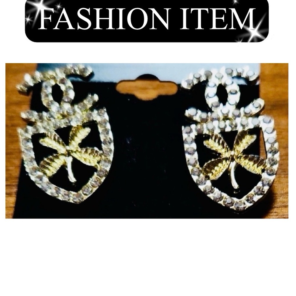 EARRINGS: Gold-Tone & Rhinestones, NWOT
